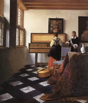 A Lady at the Virginals with a Gentleman by Johannes Vermeer Oil Painting Reproduction