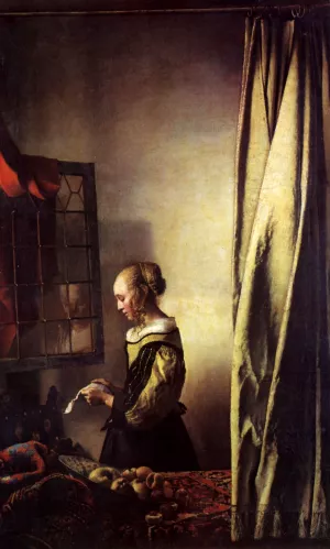 Girl Reading a Letter at an Open Window by Oil Painting Reproduction