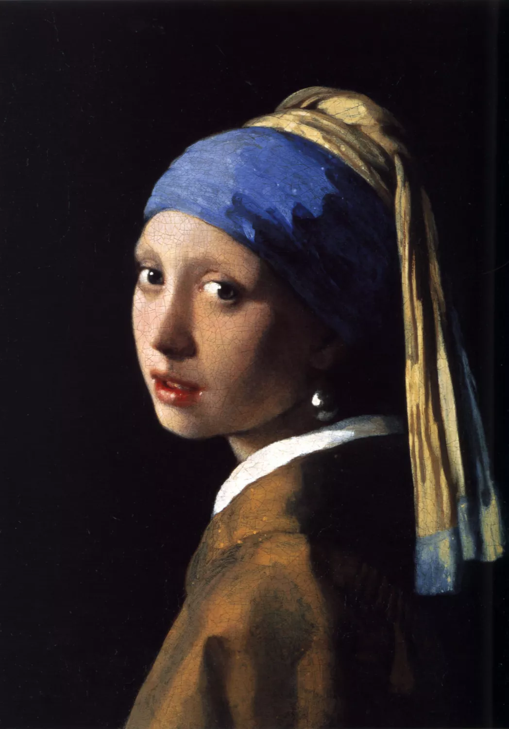 Girl with a Pearl Earring by Johannes Vermeer, full view, painted around 1665