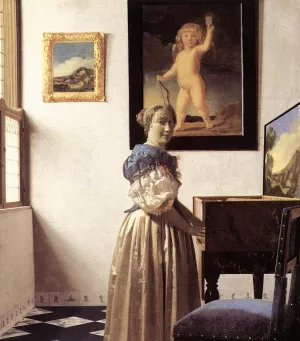 Lady Standing at a Virginal by Johannes Vermeer - Hand-Painted Oil Painting Reproduction