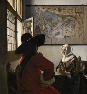 Johannes Vermeer, Officer with a Laughing Girl Masterpiece Officer with a Laughing Girl by Johannes Vermeer Oil Painting Reproduction