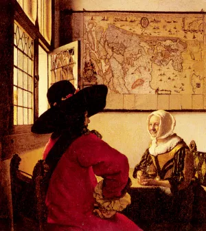 Officer with a Laughing Girl by Johannes Vermeer Oil Painting Reproduction