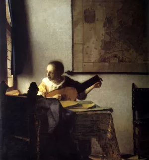 Woman with a Lute near a Window by Johannes Vermeer Oil Painting Reproduction