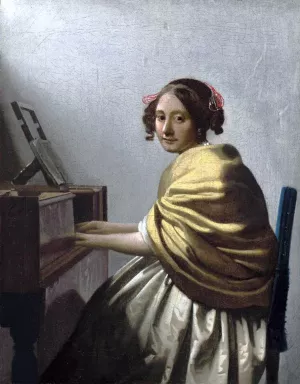 Young Woman Seated at the Virginals by Johannes Vermeer - Hand-Painted Oil Painting Reproduction